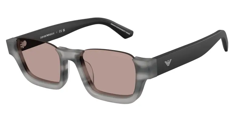 Unisex Emporio Armani EA4268U 63677N Occhiali da sole Acetato Grigio Marrone Geometrica Normale