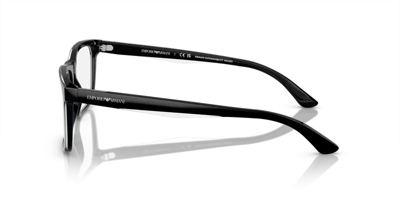 Emporio Armani Uomo EA3227 6051 Montature da vista Acetato Nero Trasparente Pillow Normale miniatura 3