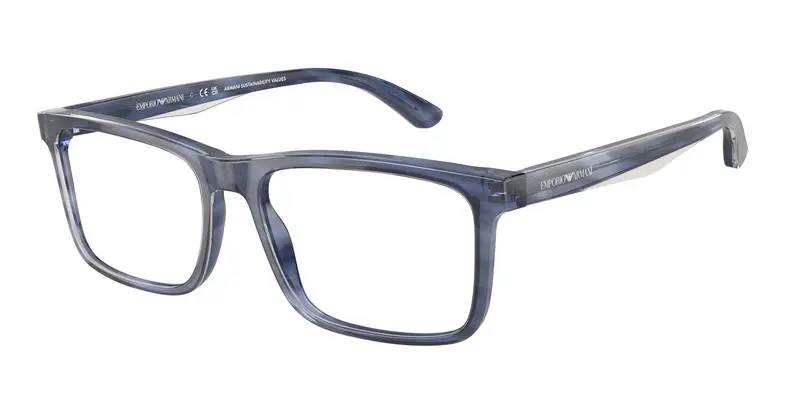 Emporio Armani Uomo EA3227  6054 Montature da vista Acetato Blu Trasparente Pillow Normale