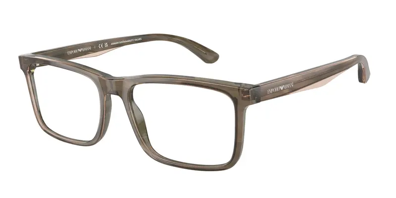 Emporio Armani Uomo EA3227  6055 Montature da vista Acetato Verde Trasparente Pillow Normale