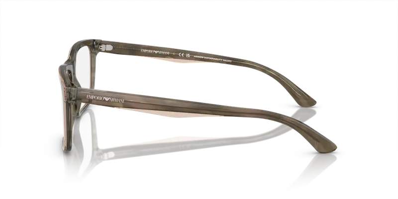 Emporio Armani Uomo EA3227 6055 Montature da vista Acetato Verde Trasparente Pillow Normale miniatura 3
