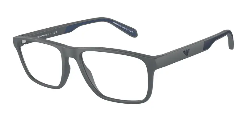 Emporio Armani Uomo EA3233 6103 Montature da vista Iniettato Grigio Trasparente Squadrata Normale