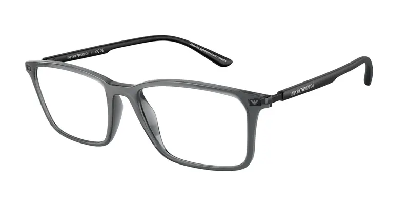 Emporio Armani Uomo EA3237 6106 Montature da vista Iniettato Grigio Trasparente Squadrata Normale