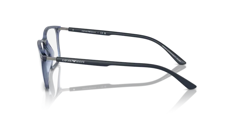 Emporio Armani Uomo EA3237 6108 Montature da vista Iniettato Blu Trasparente Squadrata Normale miniatura 3