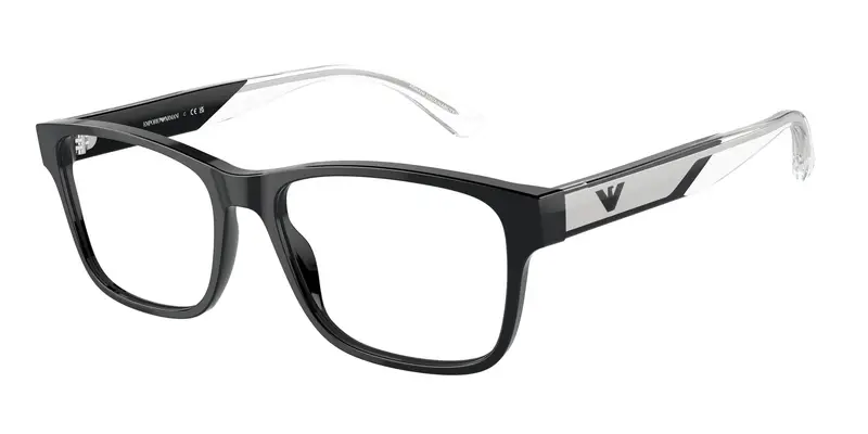 Emporio Armani Uomo EA3239 5017 Montature da vista Acetato Nero Trasparente Squadrata Normale