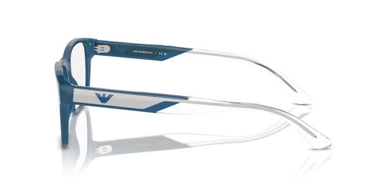 Emporio Armani Uomo EA3239 6092 Montature da vista Acetato Blu Trasparente Squadrata Normale miniatura 3