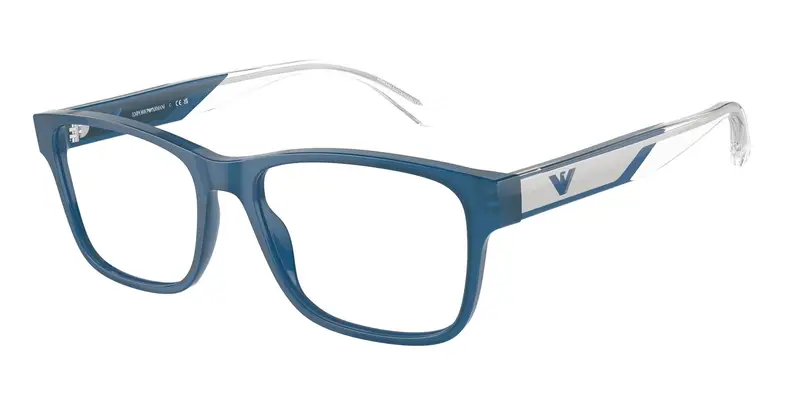 Uomo EA3239 6092 Montature da vista Acetato Blu Trasparente Squadrata Normale