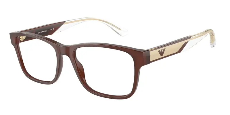 Emporio Armani Uomo EA3239 6095 Montature da vista Acetato Marrone Trasparente Squadrata Normale