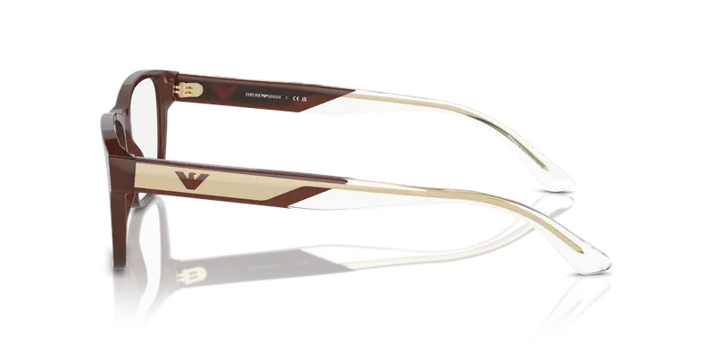 Emporio Armani Uomo EA3239 6095 Montature da vista Acetato Marrone Trasparente Squadrata Normale miniatura 3