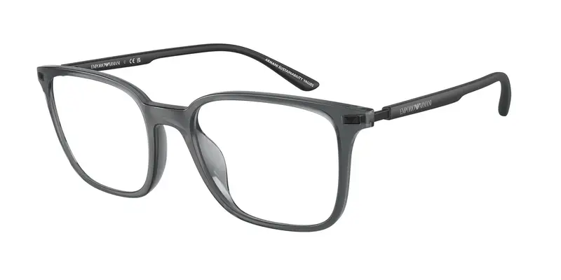 Emporio Armani Uomo EA3242U  6106 Montature da vista Iniettato Grigio Trasparente Squadrata Normale