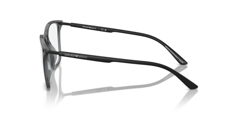 Emporio Armani Uomo EA3242U 6106 Montature da vista Iniettato Grigio Trasparente Squadrata Normale miniatura 3