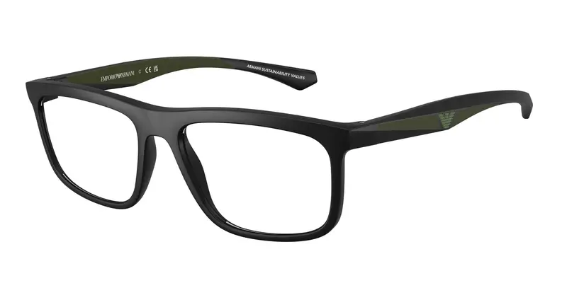 Emporio Armani Uomo EA3246 5001 Montature da vista Iniettato Nero Trasparente Squadrata Normale