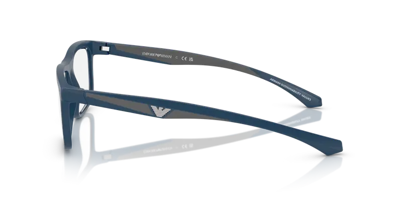 Emporio Armani Uomo EA3246 6185 Montature da vista Iniettato Blu Trasparente Squadrata Normale miniatura 3