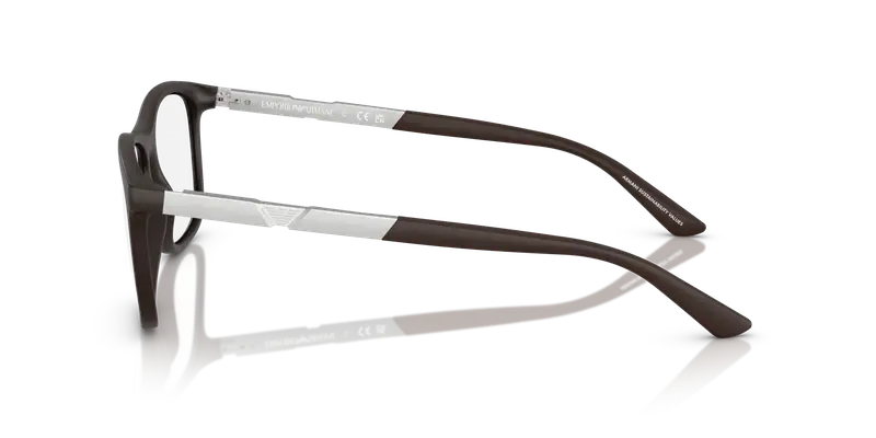 Emporio Armani Uomo EA3247 6186 Montature da vista Iniettato Marrone Trasparente Pillow Normale miniatura 3