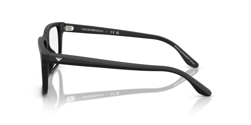 Emporio Armani Uomo EA3250U 5017 Montature da vista Acetato Nero Trasparente Squadrata Normale miniatura 3