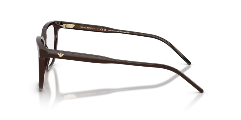 Emporio Armani Uomo EA3258 6255 Montature da vista Acetato Marrone Trasparente Squadrata Normale miniatura 3