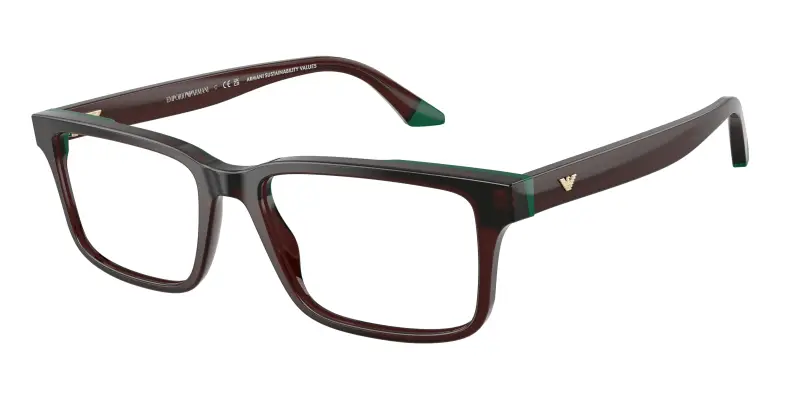 Uomo EA3269 6315 Montature da vista Acetato Marrone Trasparente Squadrata Normale