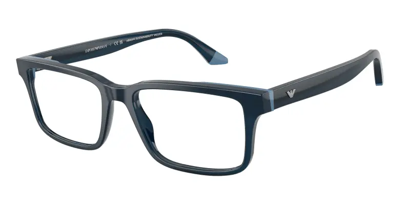 Uomo EA3269 6317 Montature da vista Acetato Blu Trasparente Squadrata Normale