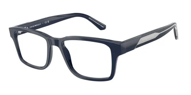 Uomo EA3271 6039 Montature da vista Acetato Blu Trasparente Squadrata Normale