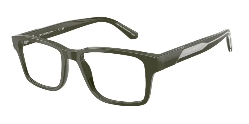 Uomo EA3271 6321 Montature da vista Acetato Verde Trasparente Squadrata Normale