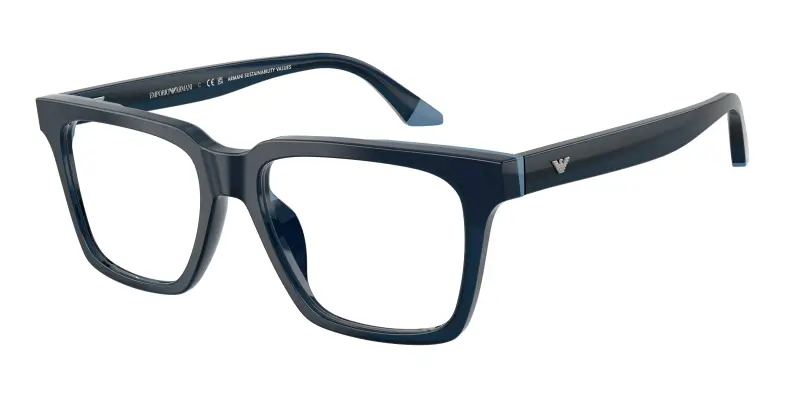 Uomo EA3272U 6317 Montature da vista Acetato Blu Trasparente Squadrata Normale