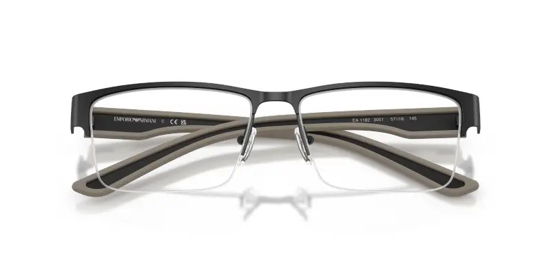 Uomo Emporio Armani EA1182 3001 Montature da vista Metallo Nero Trasparente Squadrata Normale miniatura 2