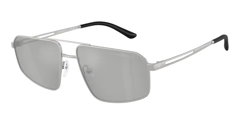 Uomo Emporio Armani EA2173 30458V Occhiali da sole Metallo Argento Grigio Pilot Specchiate