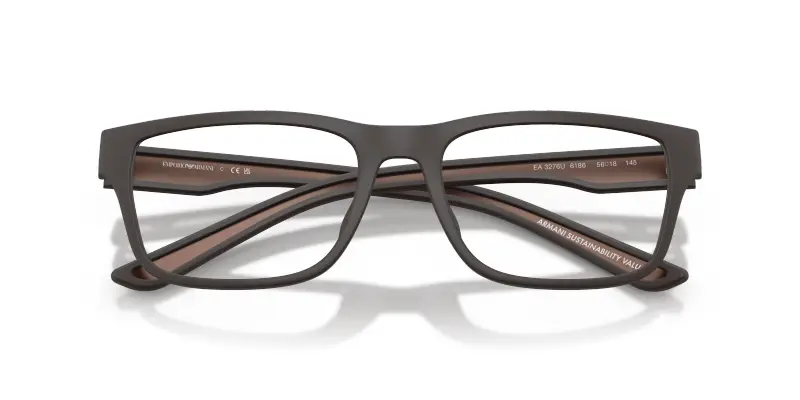 Uomo Emporio Armani EA3276U 6186 Montature da vista Iniettato Marrone Trasparente Pillow Normale miniatura 2