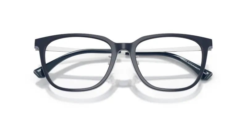 Uomo Emporio Armani EA3284D 6256 Montature da vista Acetato Blu Trasparente Geometrica Normale miniatura 2