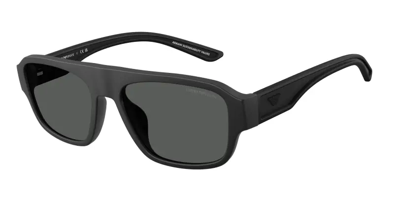 Uomo Emporio Armani EA4266U 500187 Occhiali da sole Iniettato Nero Grigio Geometrica Normale