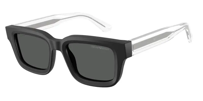 Uomo Emporio Armani EA4270 500187 Occhiali da sole Acetato Nero Grigio Geometrica Normale
