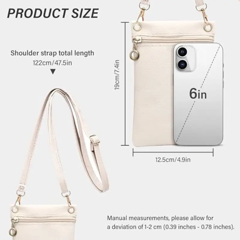 Energather Custodia per cellulare, in morbida pelle PU, a tracolla da donna, per la scuola, per lo shopping, gli appuntamenti, le passeggiate, bianco, s miniatura 2