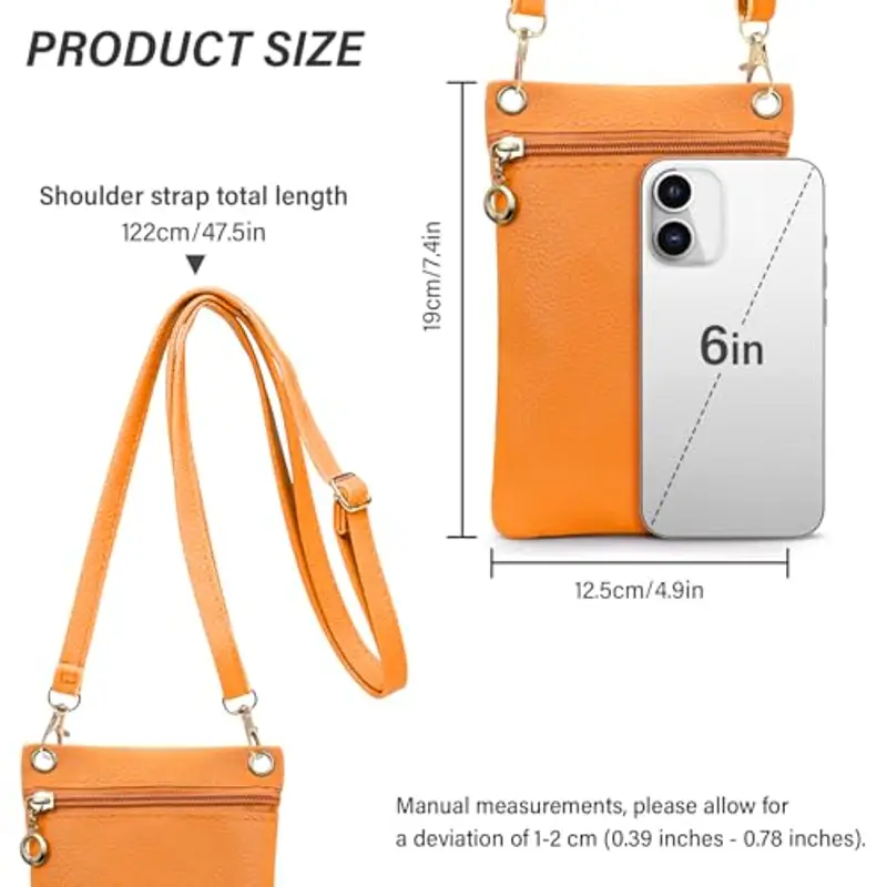 Energather Custodia per cellulare, in morbida pelle PU, a tracolla da donna, per la scuola, per lo shopping, gli appuntamenti, le passeggiate, giallo., s miniatura 2