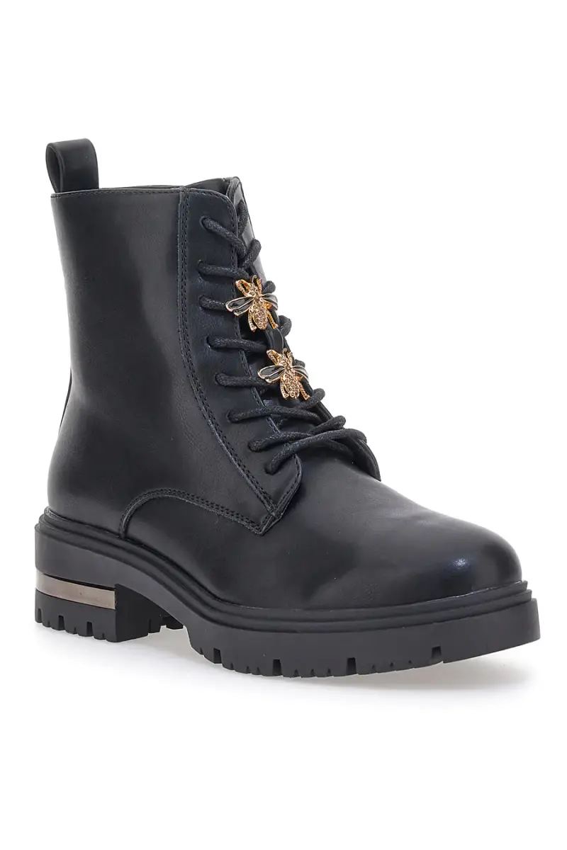 Anfibi neri con lacci e charms ad ape ENERGY 1305 [NERO] miniatura 2