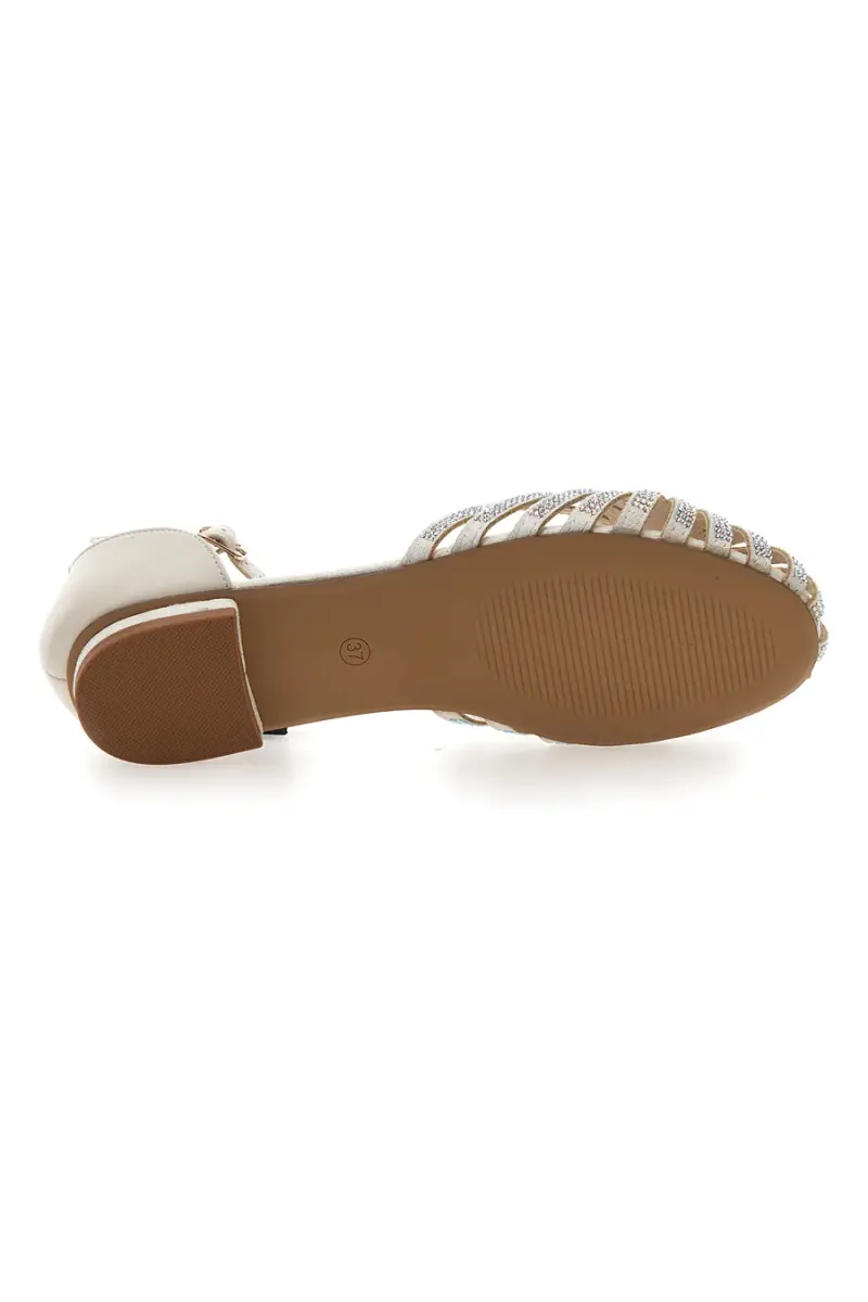 Sandali beige con cinturino e dettagli gioiello Energy E354 [PANNA] miniatura 5