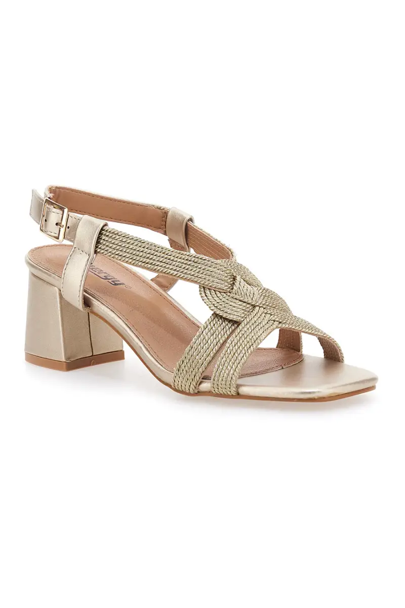 Sandali Oro Con Tacco a Blocco ENERGY E1501 [PLATINO] miniatura 2