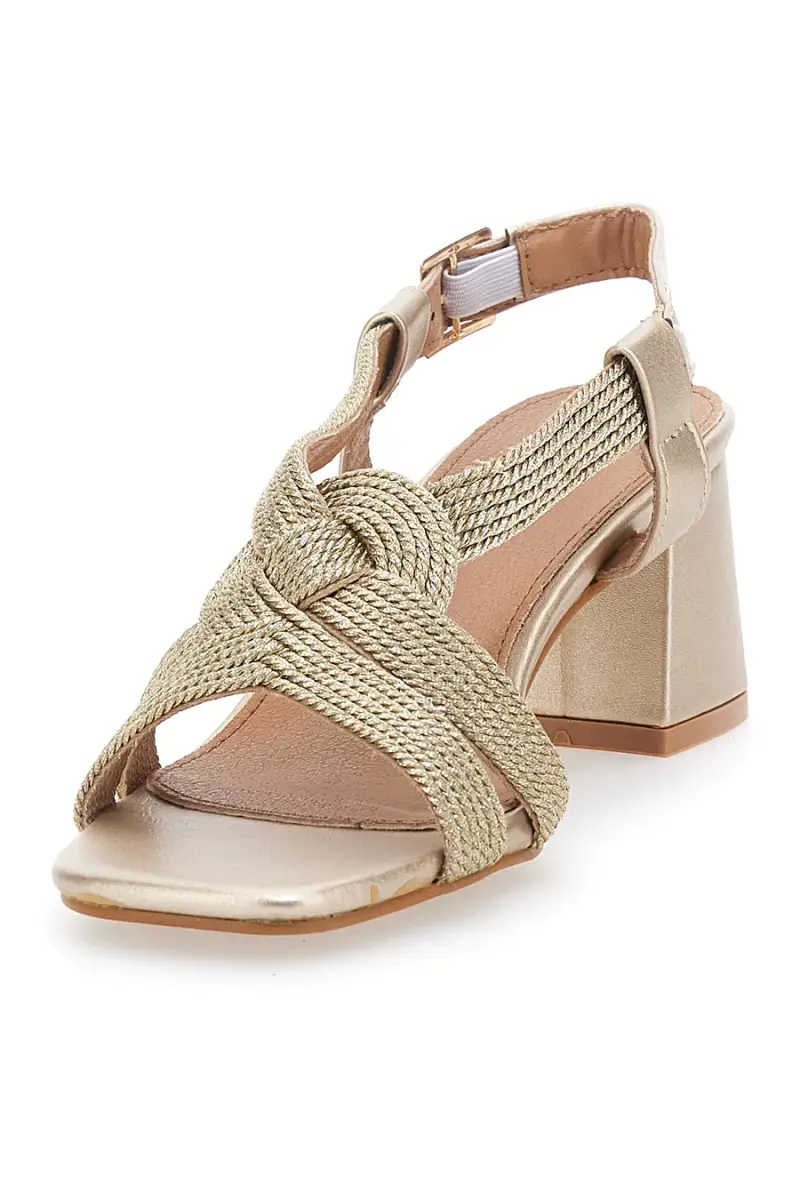 Sandali Oro Con Tacco a Blocco ENERGY E1501 [PLATINO] miniatura 3