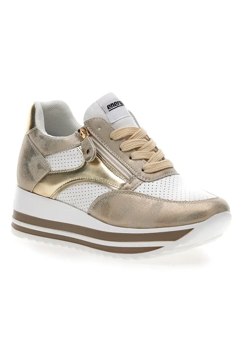 Sneakers Bianche e Oro Con Platform Energy [BEIGE] miniatura 2