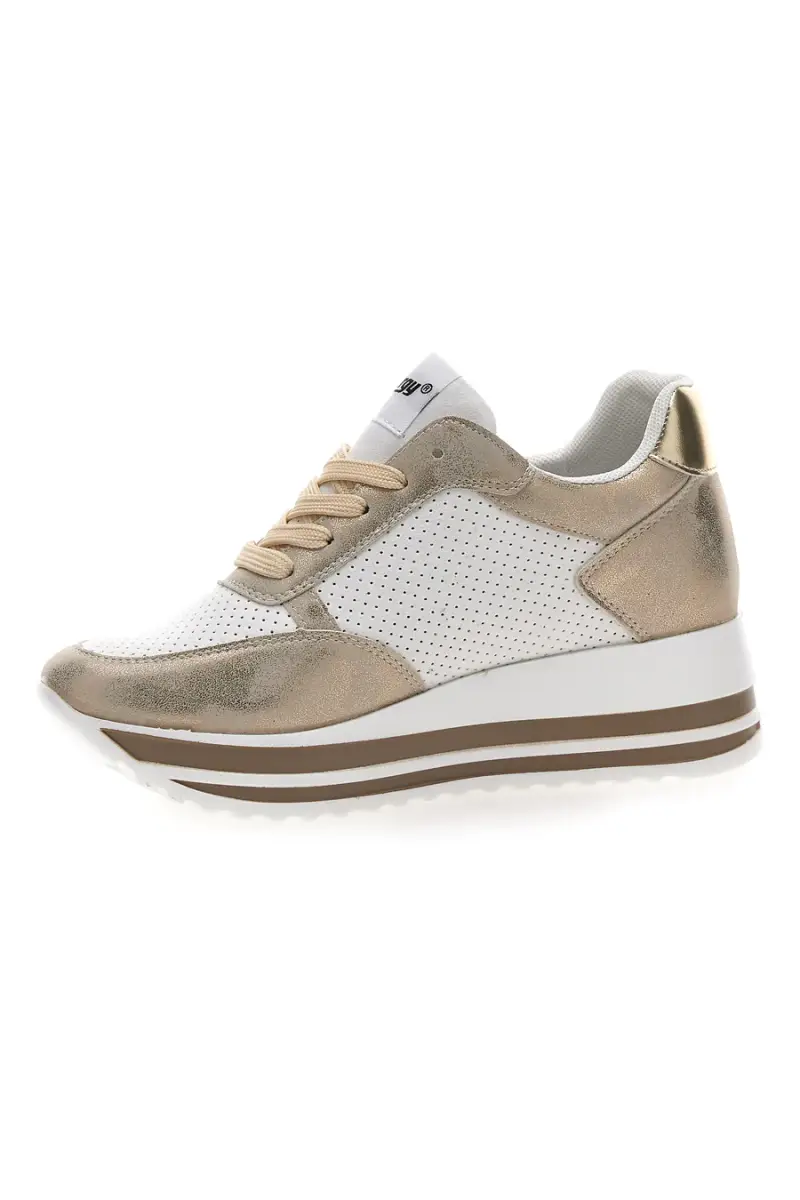 Sneakers Bianche e Oro Con Platform Energy [BEIGE] miniatura 4