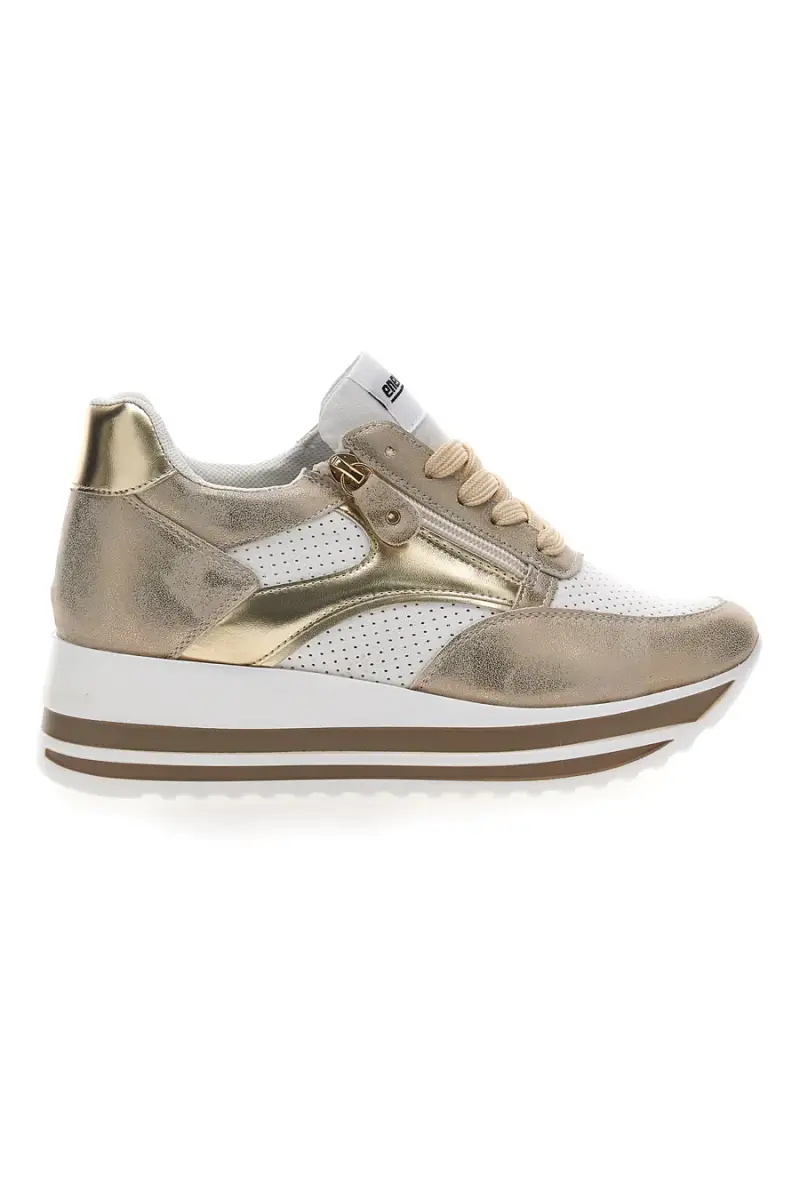 Sneakers Bianche e Oro Con Platform Energy [BEIGE]