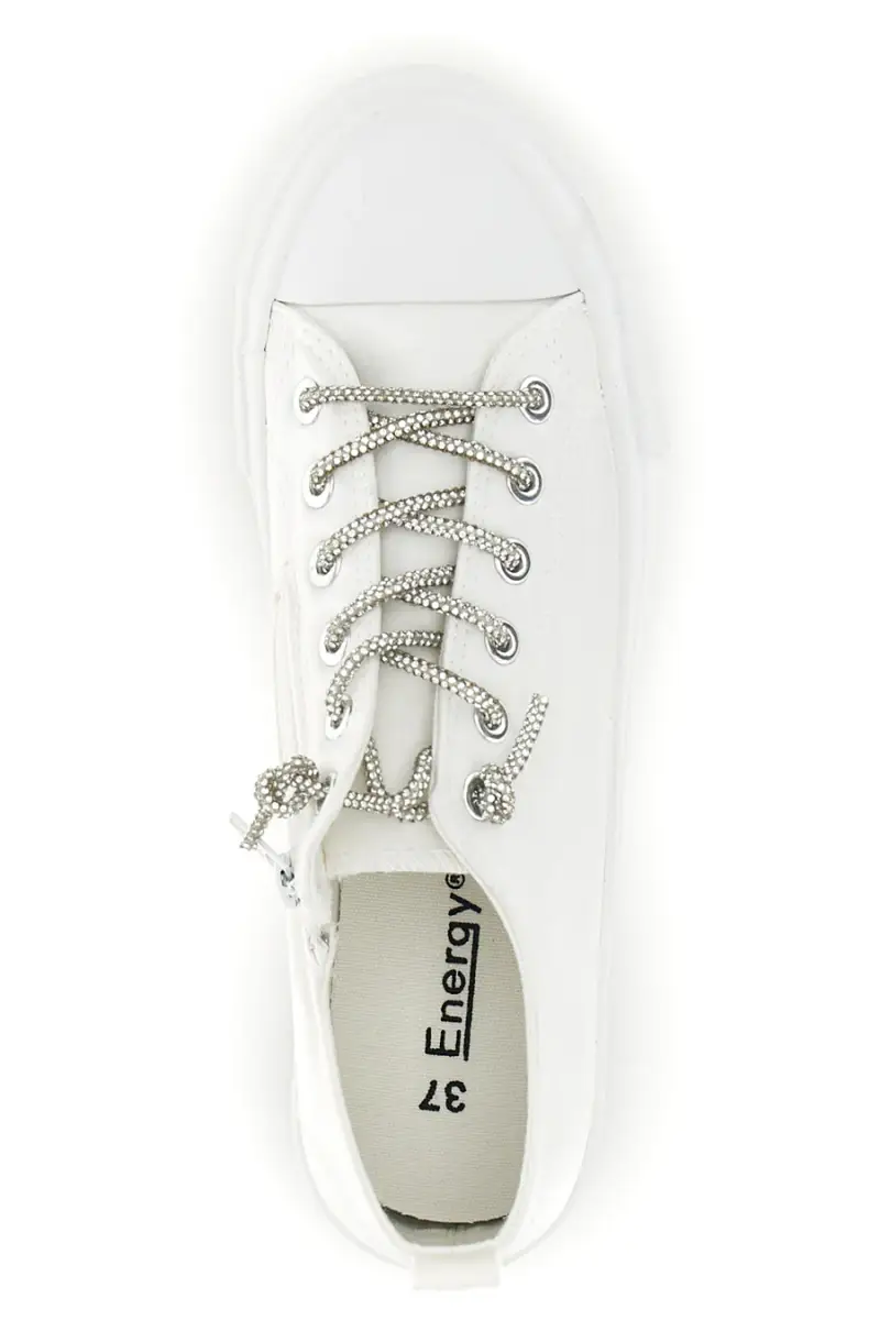 Sneakers bianche in materiale sintetico con lacci decorativi Energy CONV3 [BIANCO] miniatura 3