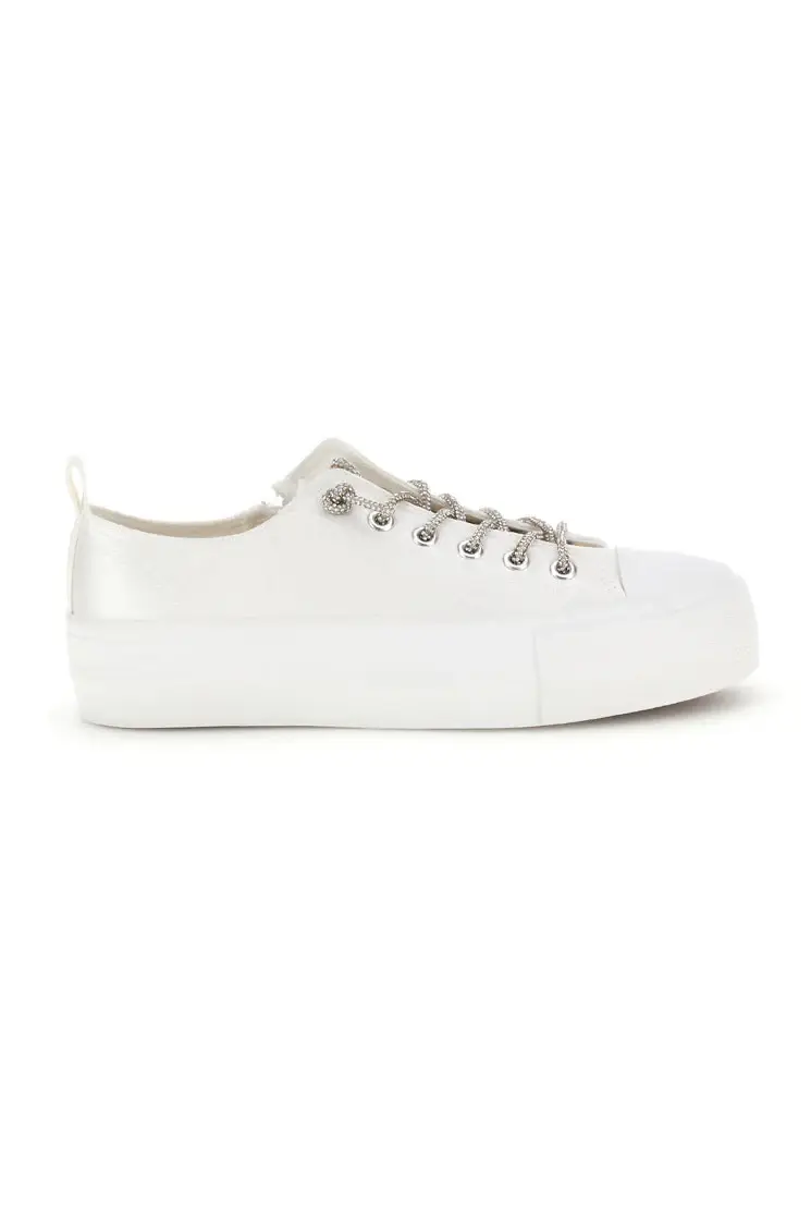 Sneakers bianche in materiale sintetico con lacci decorativi Energy CONV3 [BIANCO]