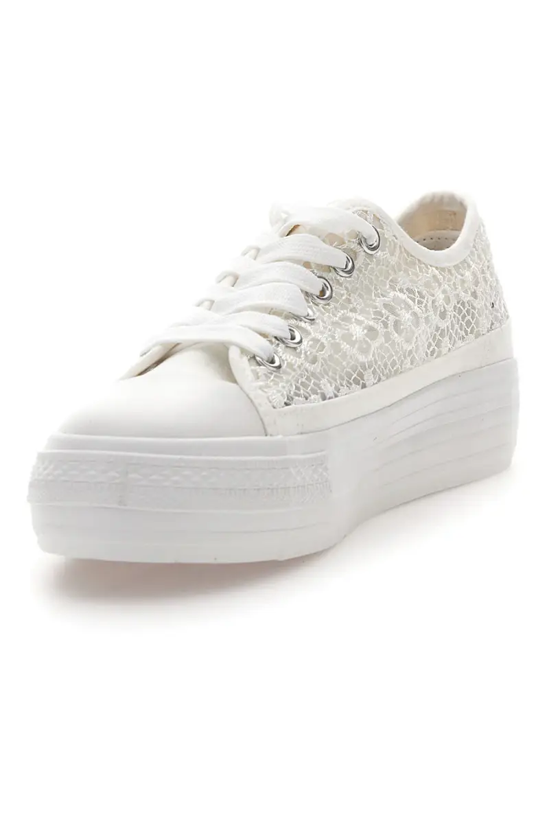 Sneakers bianche in pizzo con suola platform Energy E111 [BIANCO] miniatura 3