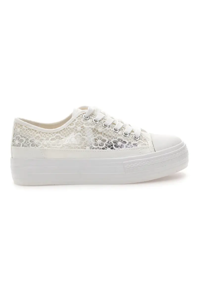 Sneakers bianche in pizzo con suola platform Energy E111 [BIANCO]