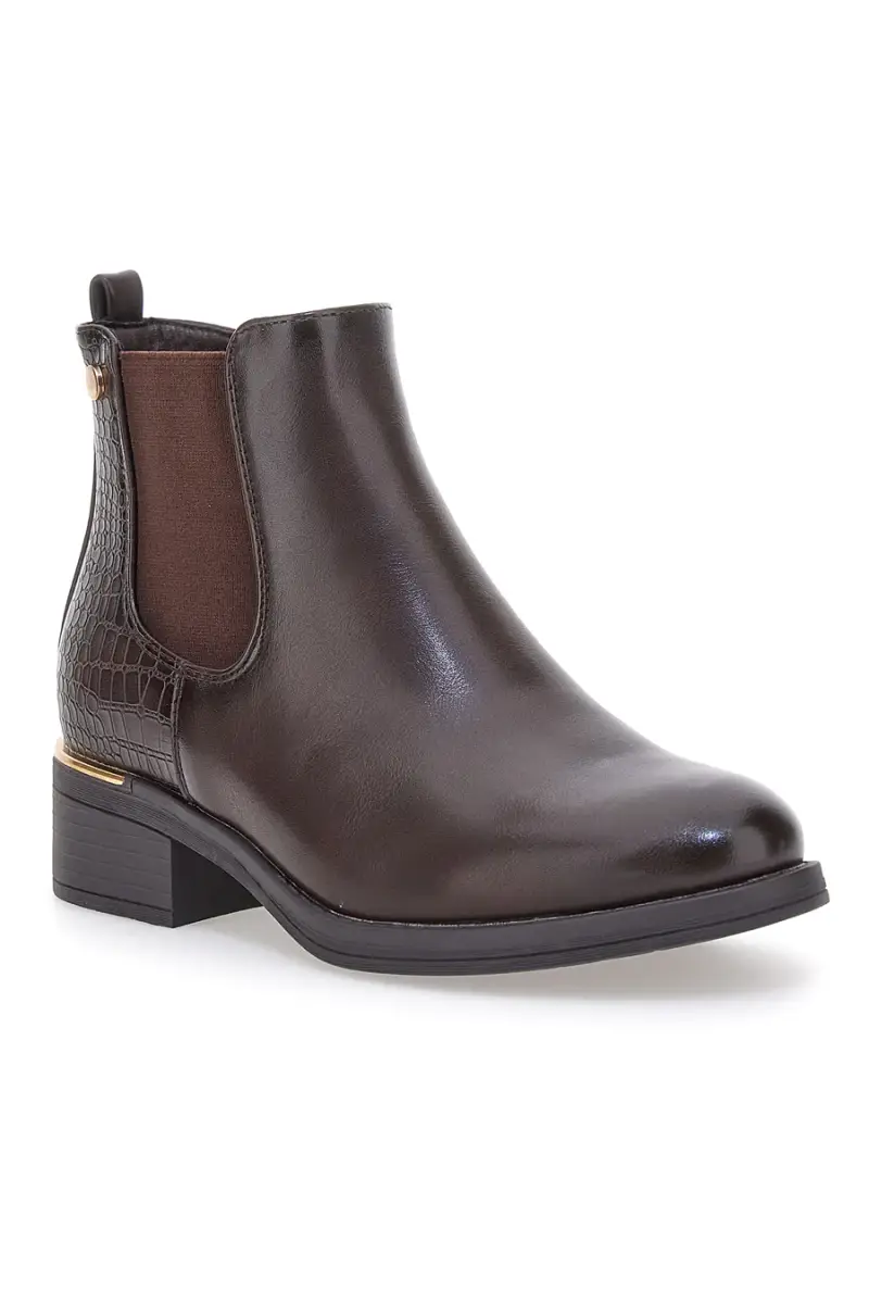 Stivaletti Tronchetti marroni con inserti elasticizzati e dettaglio stampa cocco Energy I254 [TESTA DI MORO] miniatura 2