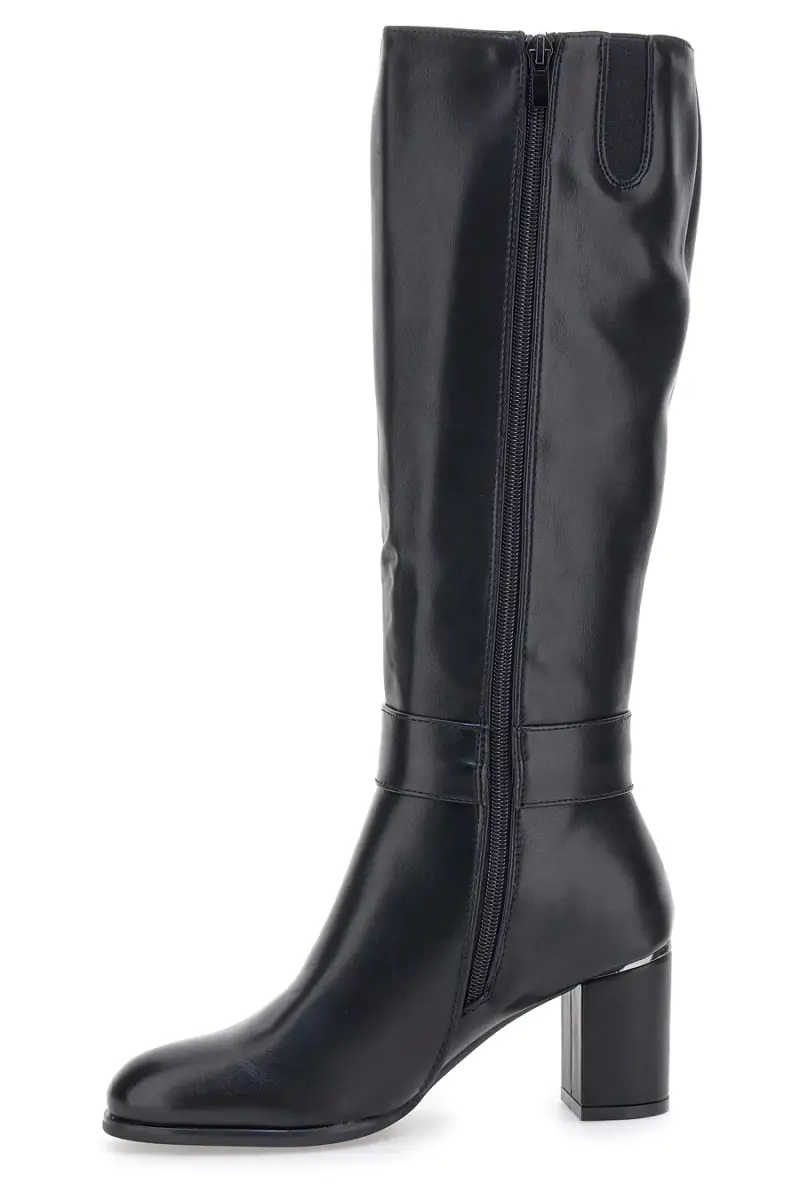 Stivali neri al ginocchio con tacco largo e fibbia Energy I1005 [NERO] miniatura 4