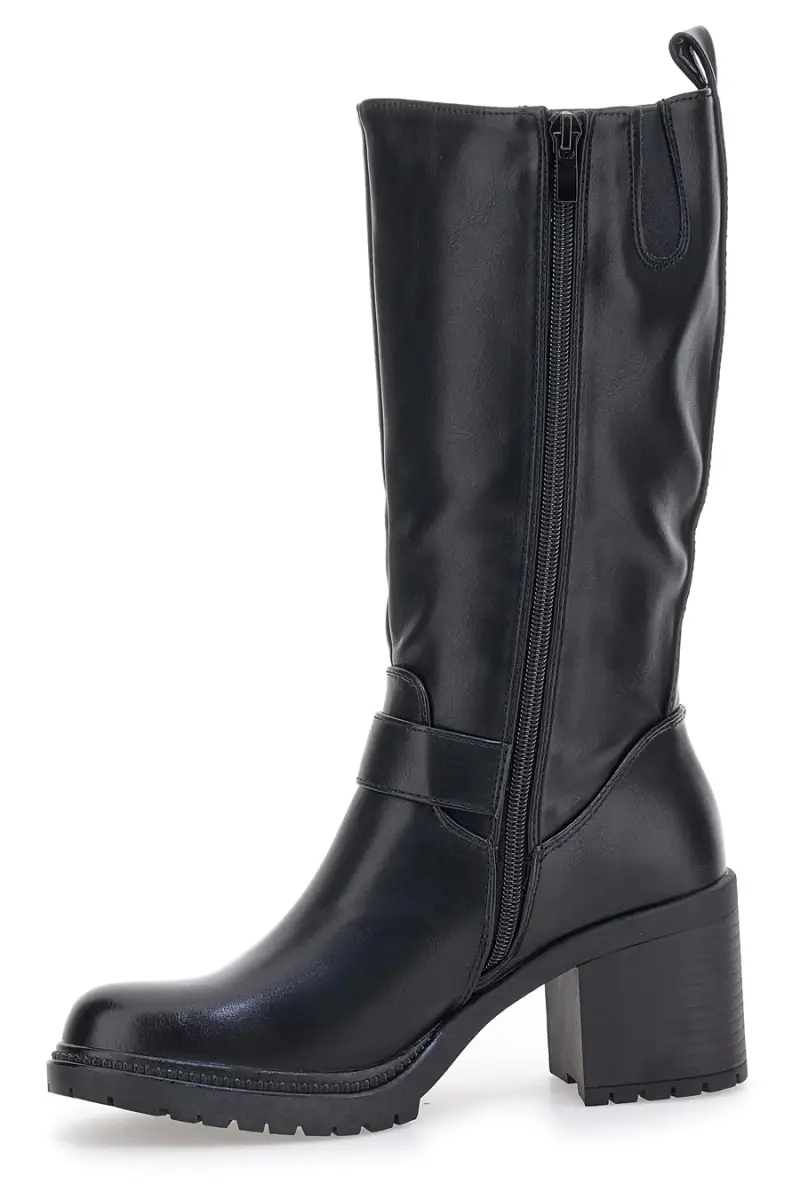 Stivali neri con fibbie e tacco largo Energy I358 [NERO] miniatura 4