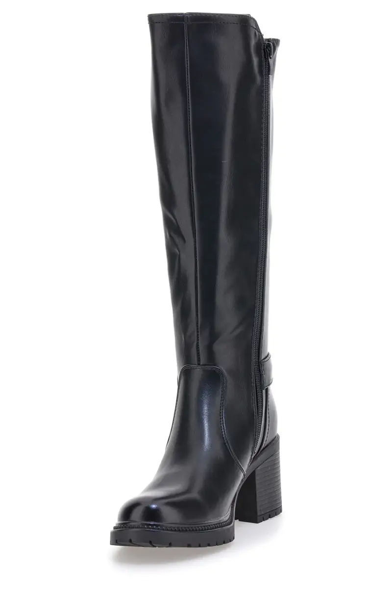 Stivali neri con tacco largo e dettaglio elastico laterale Energy 1359 [NERO] miniatura 3