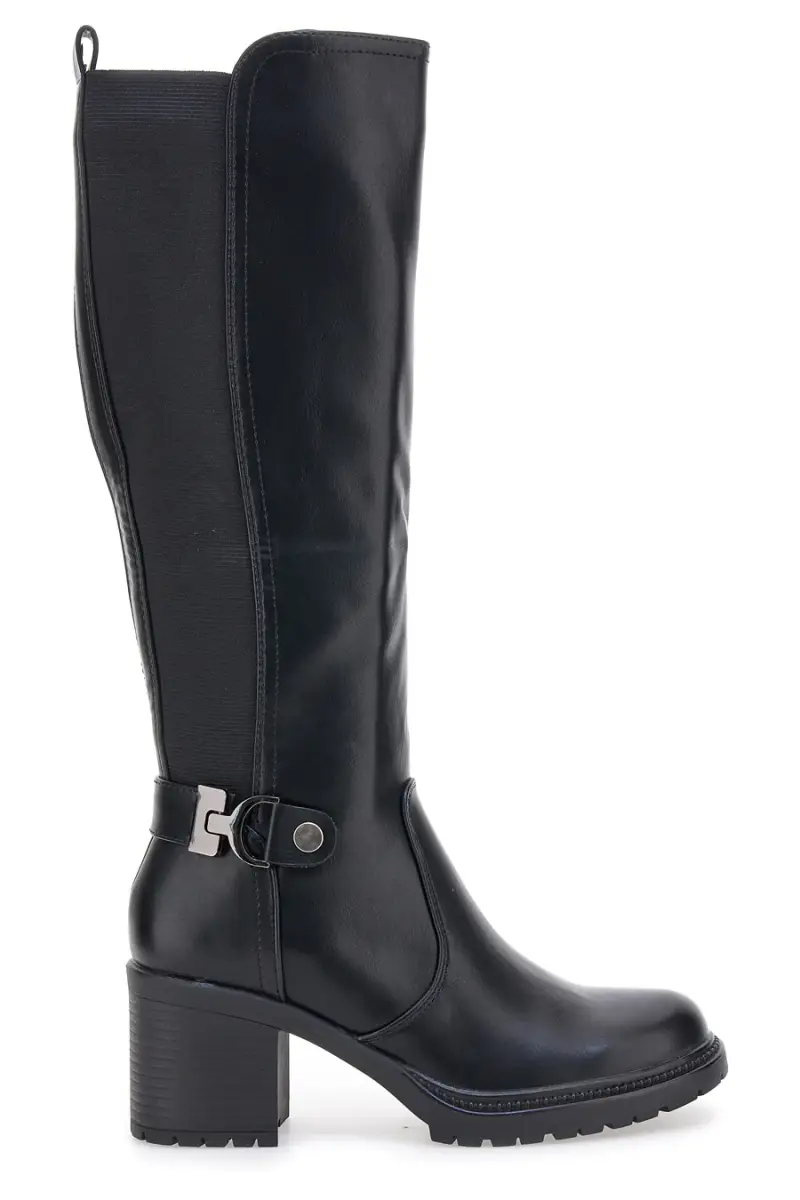 Stivali neri con tacco largo e dettaglio elastico laterale Energy 1359 [NERO]