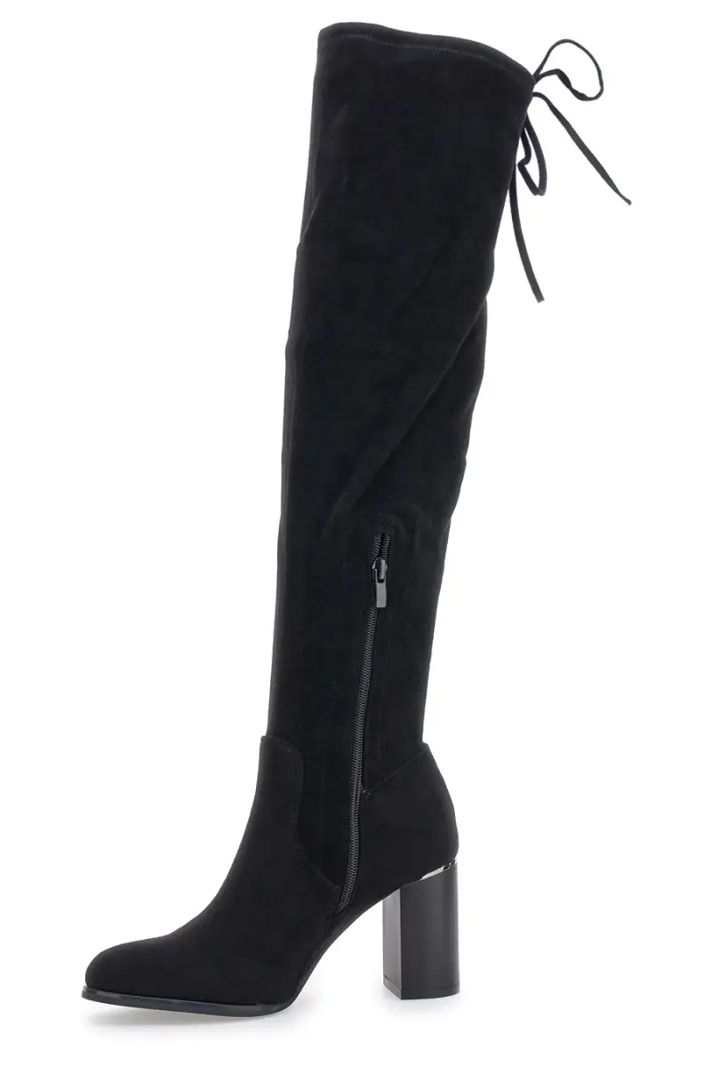 Stivali sopra il ginocchio neri con tacco largo e laccetto posteriore Energy I37224 [NERO] miniatura 4